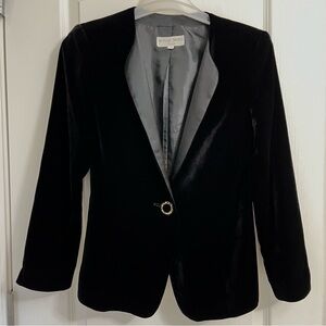 Hanae Mori Boutique Velvet Velour Jacket Black Fully Lined Women Size 11A3 US M